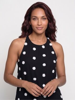 Women’s Black Pom-Pom Halter Tank Top